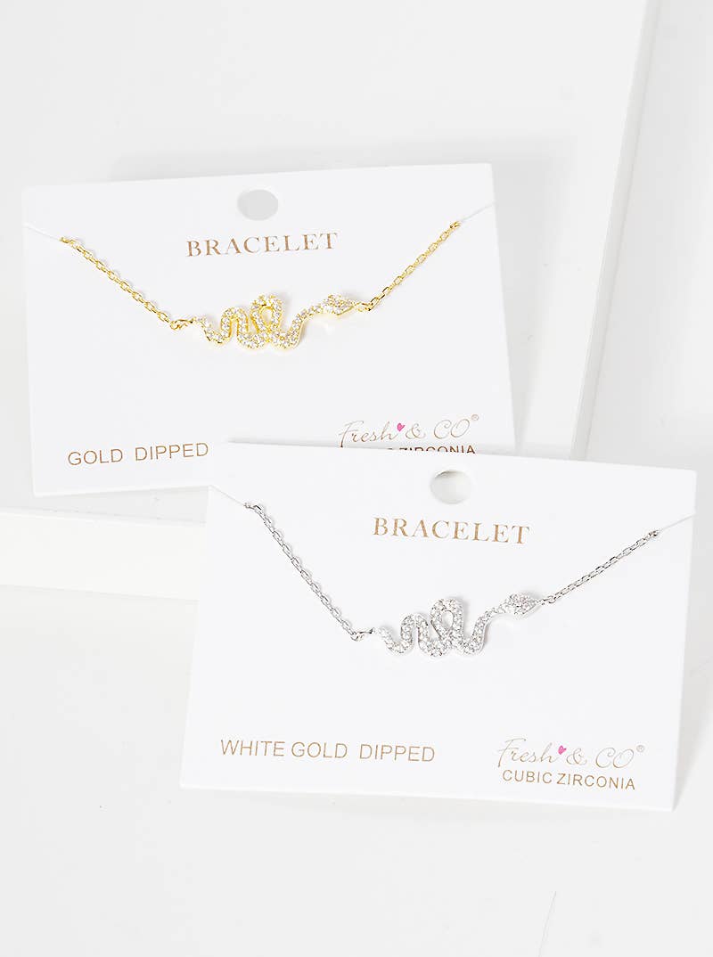Minimalist Pavé Snake Charm Bracelet