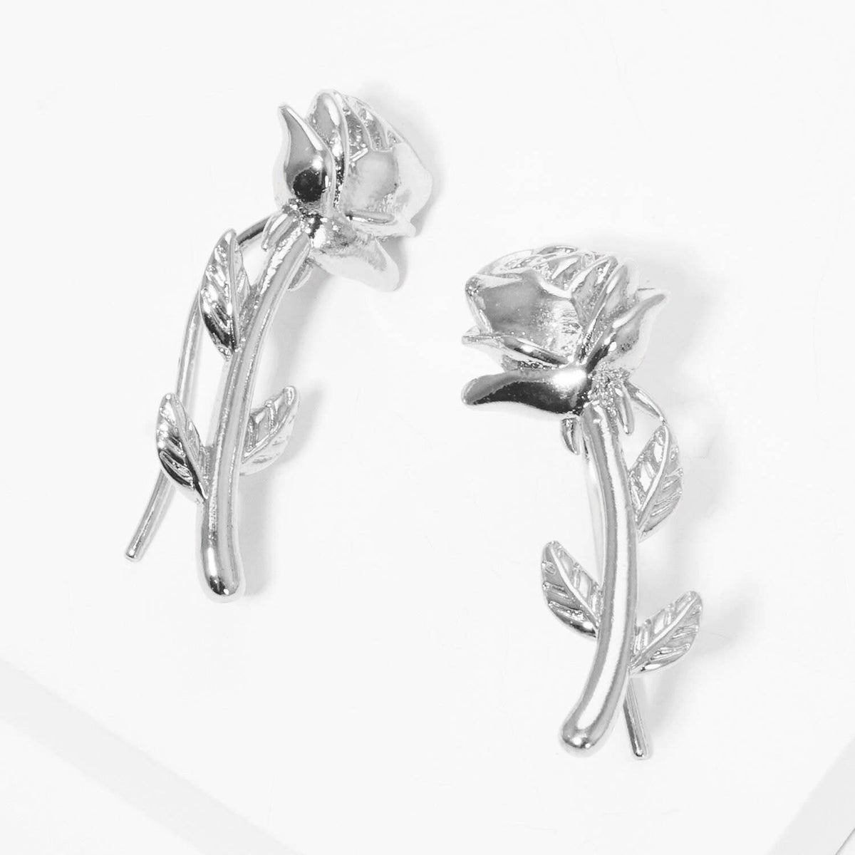 Gold Plated Flower Rose Ear Crawler Earrings