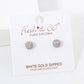 18K Gold Dipped CZ Pave 6mm Hemisphere Stud Earrings
