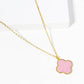 Minimalist Pink Clover Pendant Necklace