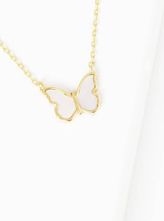 White Shelled Dainty Butterfly Necklace