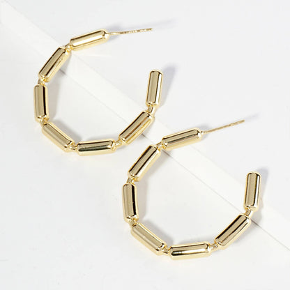 30MM CHAIN HOOP EARRINGS / 18K GOLD DIPPED