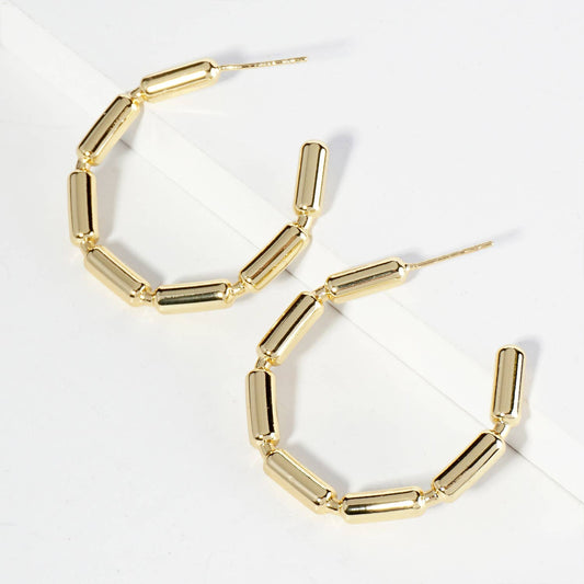 30MM CHAIN HOOP EARRINGS / 18K GOLD DIPPED