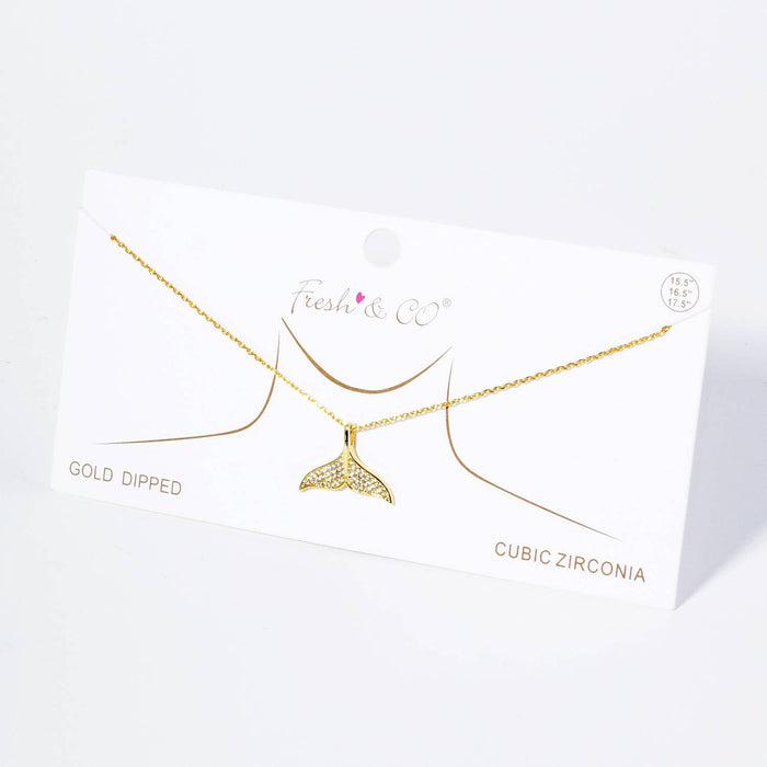 Pave-Set Cubic-Zirconia Whale Tail Pendant Necklace