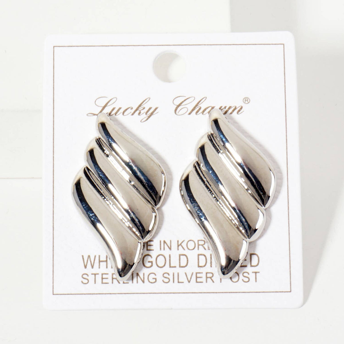 Polished Brass Sculpted Wavy Rhombus Post Earrings