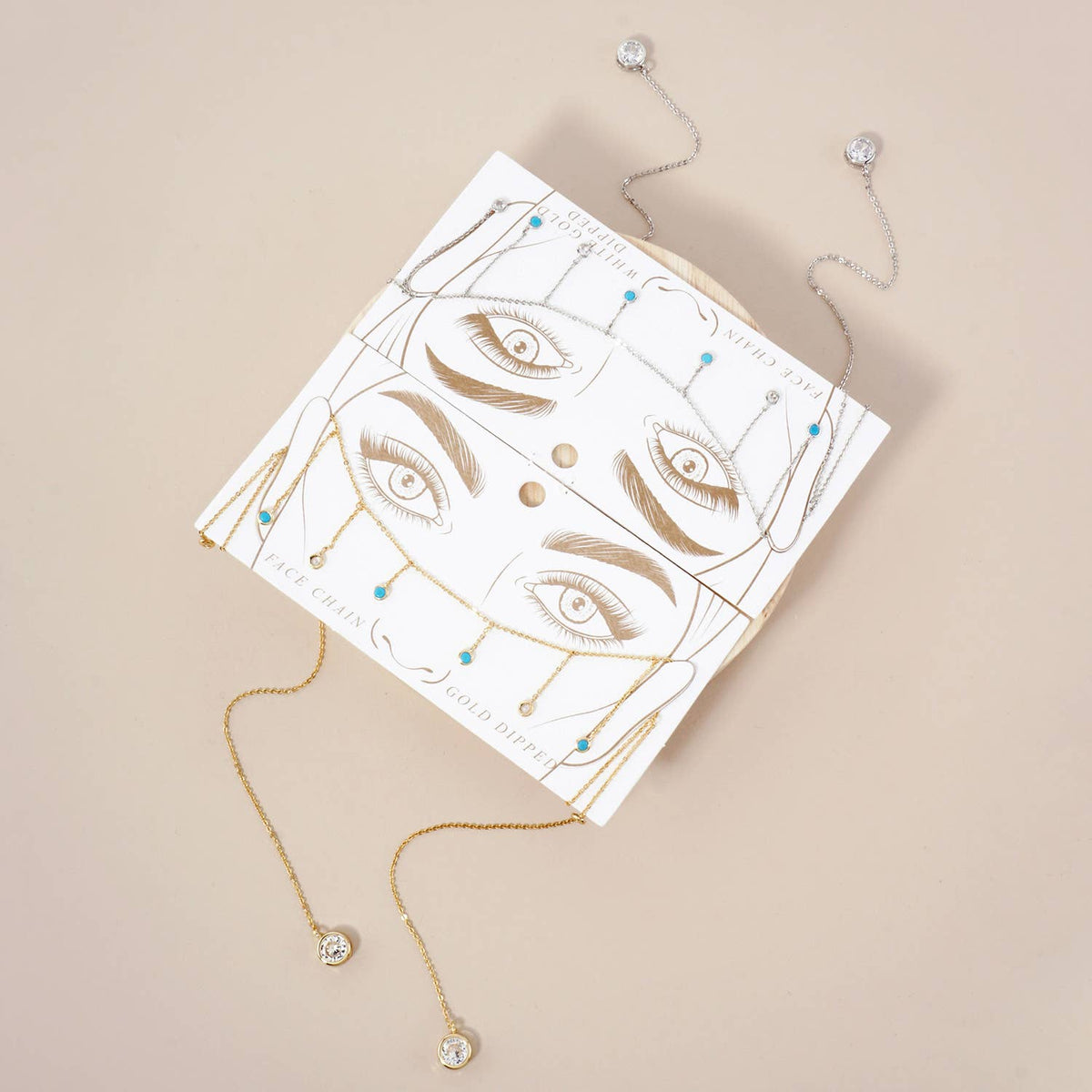 Delicate Stone Chain Accents 9mm Round Bezel-Set Face-Chain.