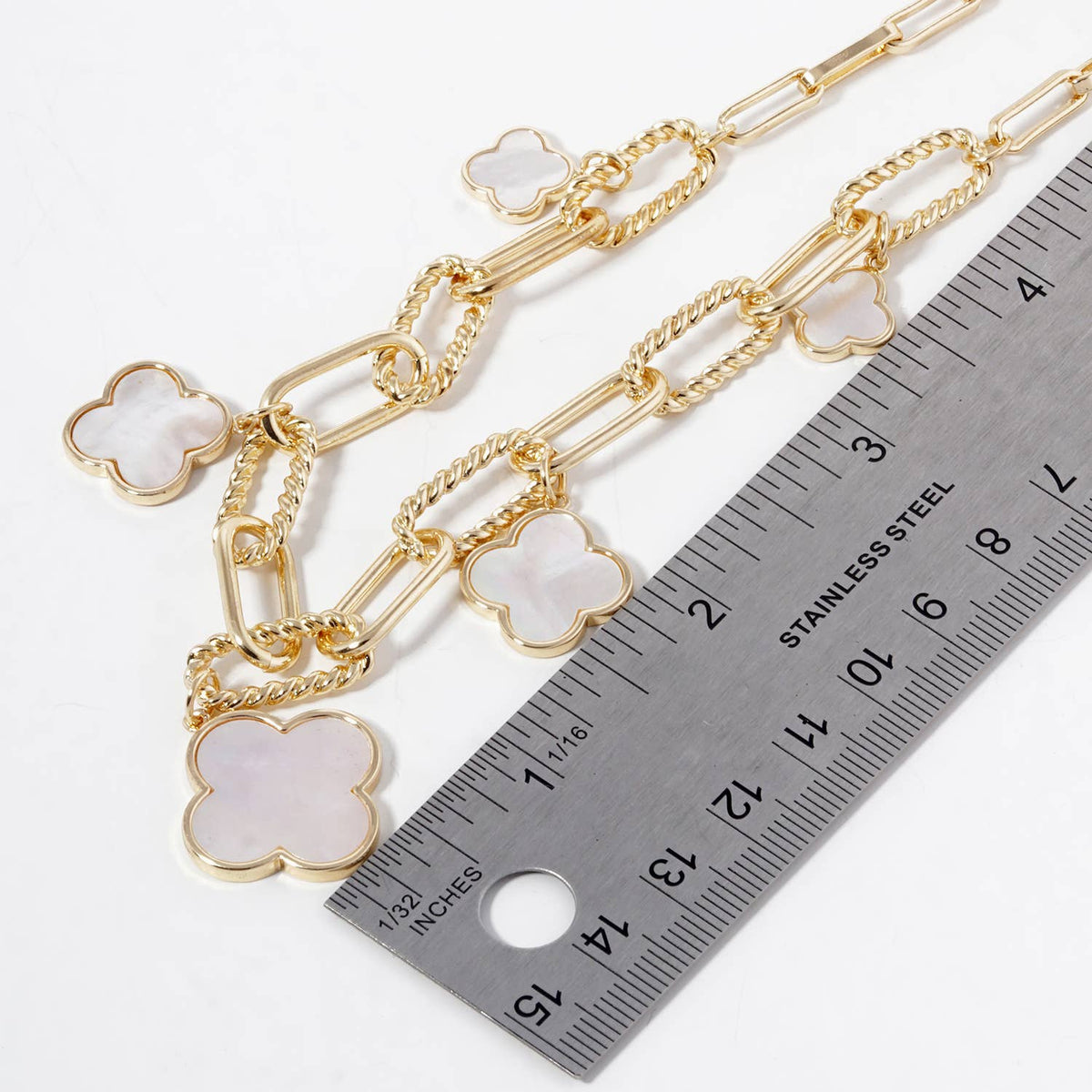 Four-Leaf Clover Charm Link Chain Necklace