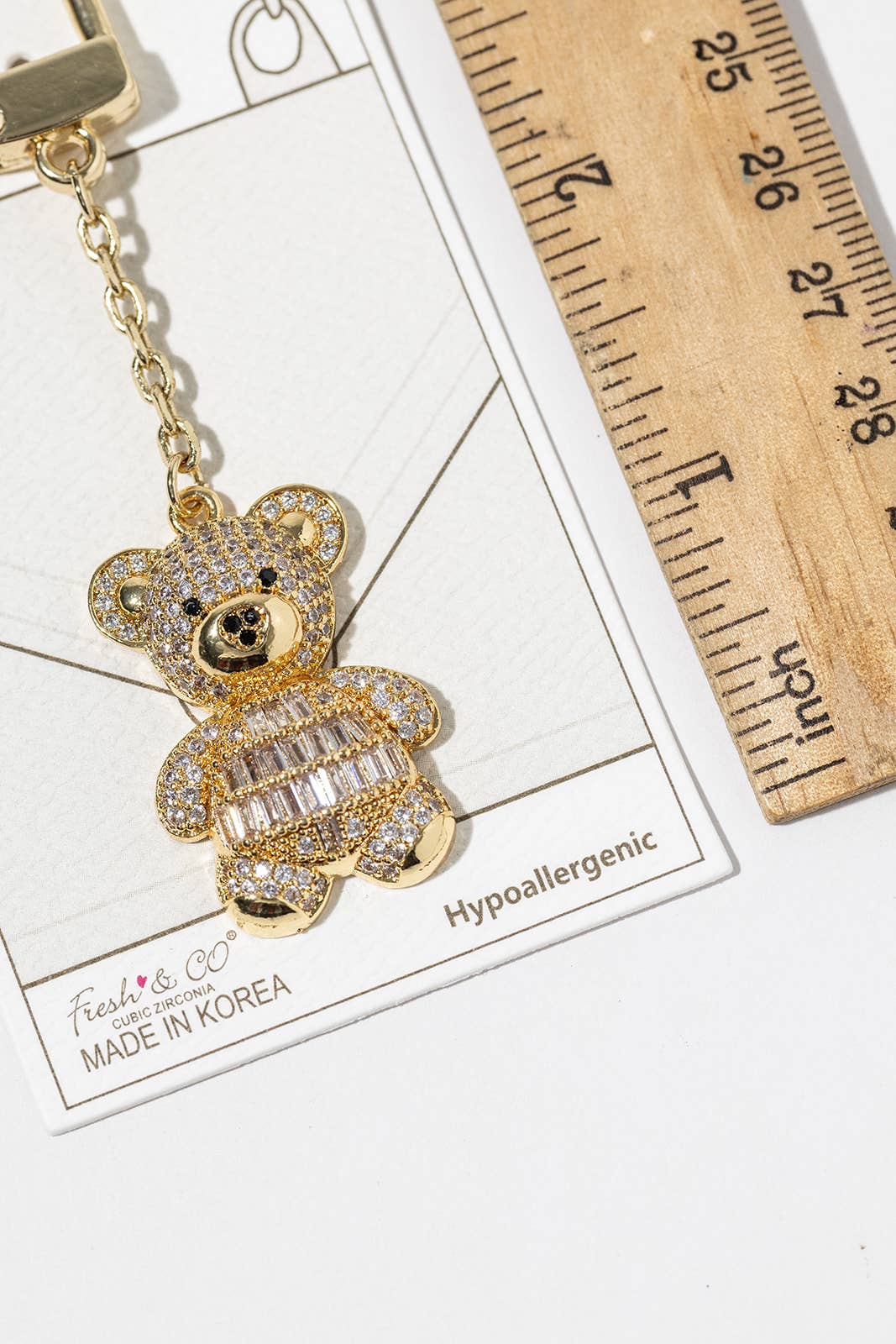 Cubic Zirconia Teddy Bear Bag Charm & Keychain