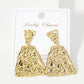 Polished Hammered-Texture Geometric Diamond-Shaped Earrings
