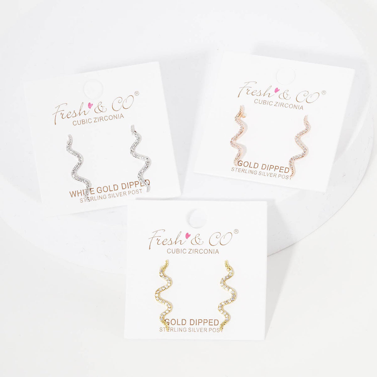 Wavy Cubic Zirconia Ear Crawlers