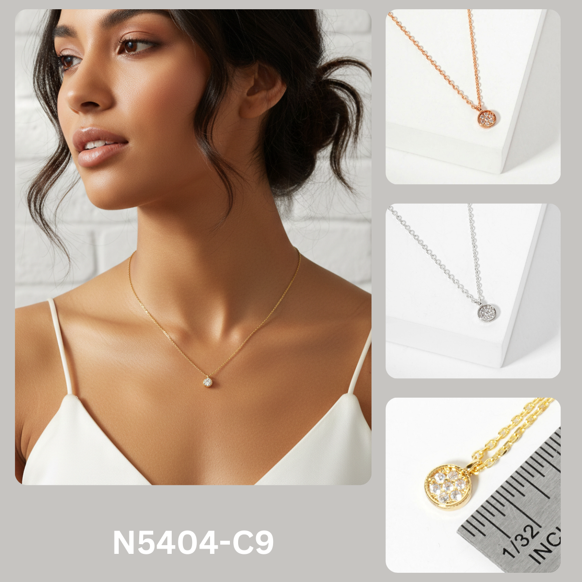 Minimalist Pave Disc Pendant Necklace