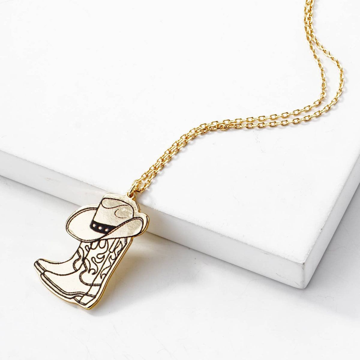 Western Cowboy Boot & Hat Charm Pendant Necklace