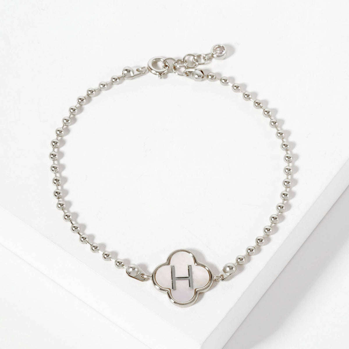 Dainty Gold Dipped Initial Clover Bracelet