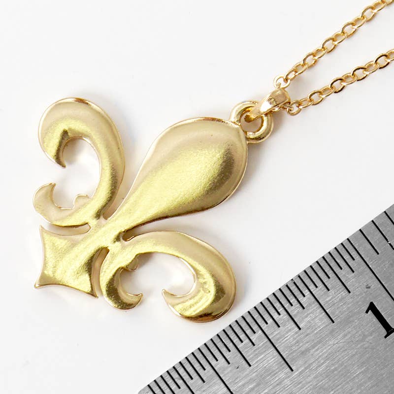 Gold Plated Simple Fleur De Lis Necklace
