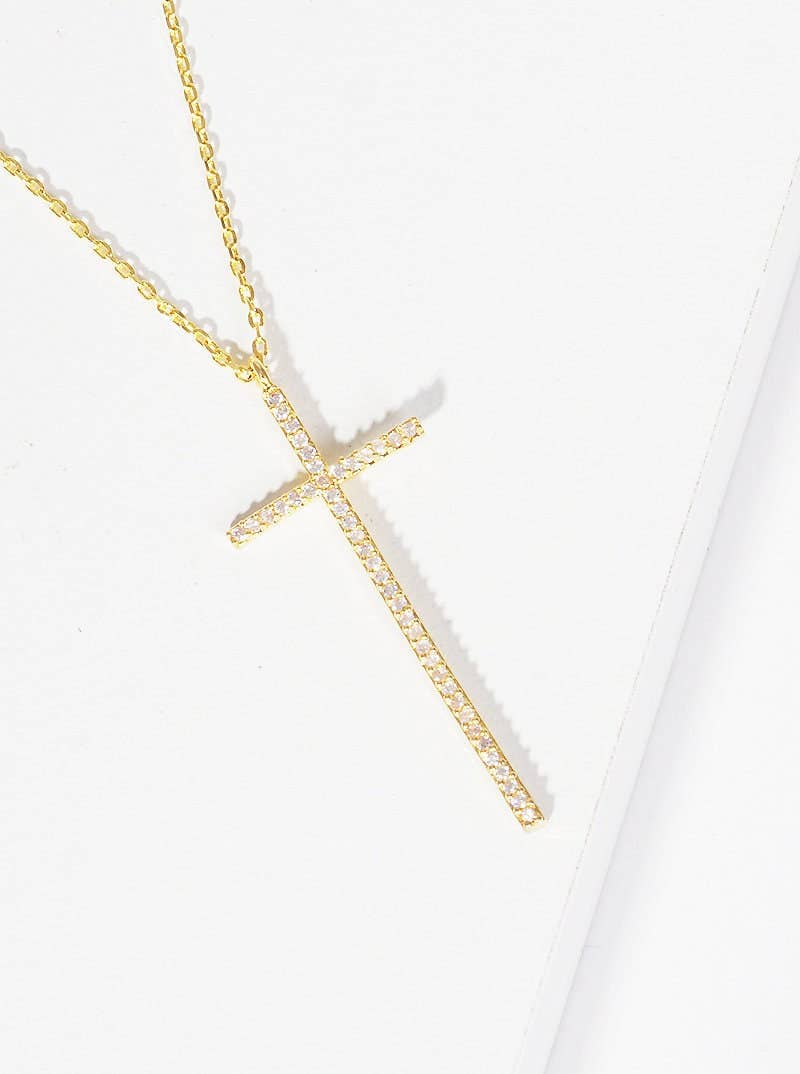 Gold Cubic Thin Cross Necklace
