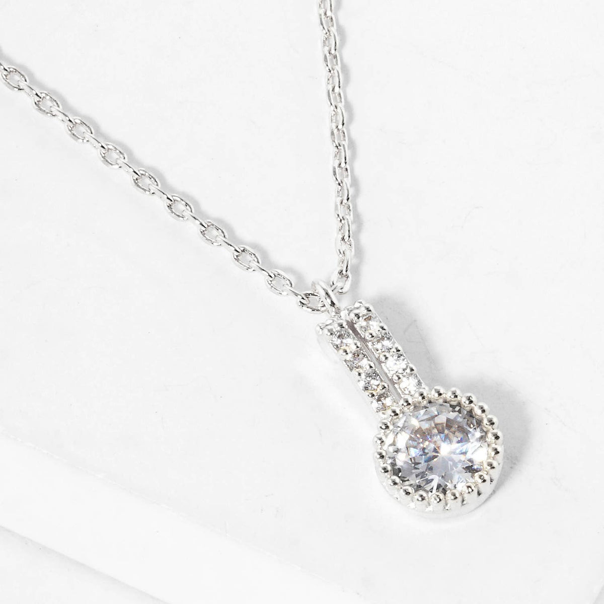 Quiet Luxury Round Cubic Zirconia Drop Pendant Necklace