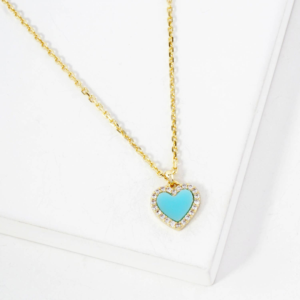 Pave-Set Cubic-Zirconia 9mm Heart Pendant Necklace