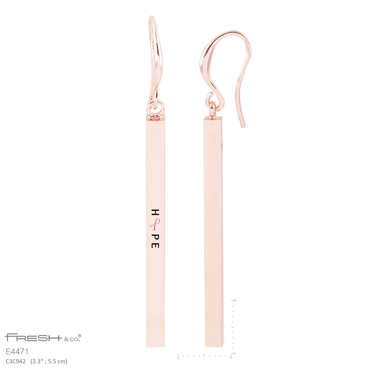 "HOPE" Engraved Vertical Bar Dangle Earrings