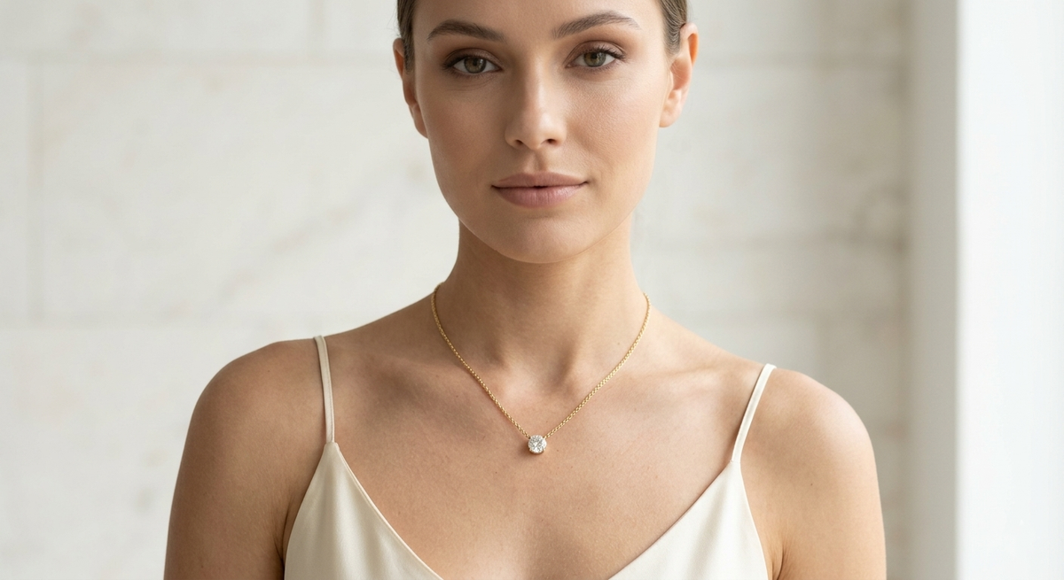 Minimalist Solitaire Cubic Zirconia Pendant Necklace