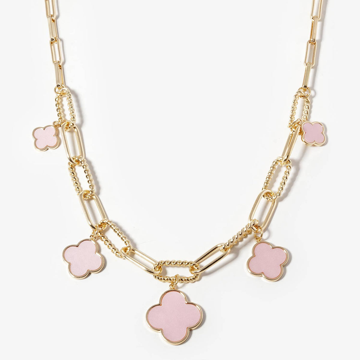 Four-Leaf Clover Charm Link Chain Necklace