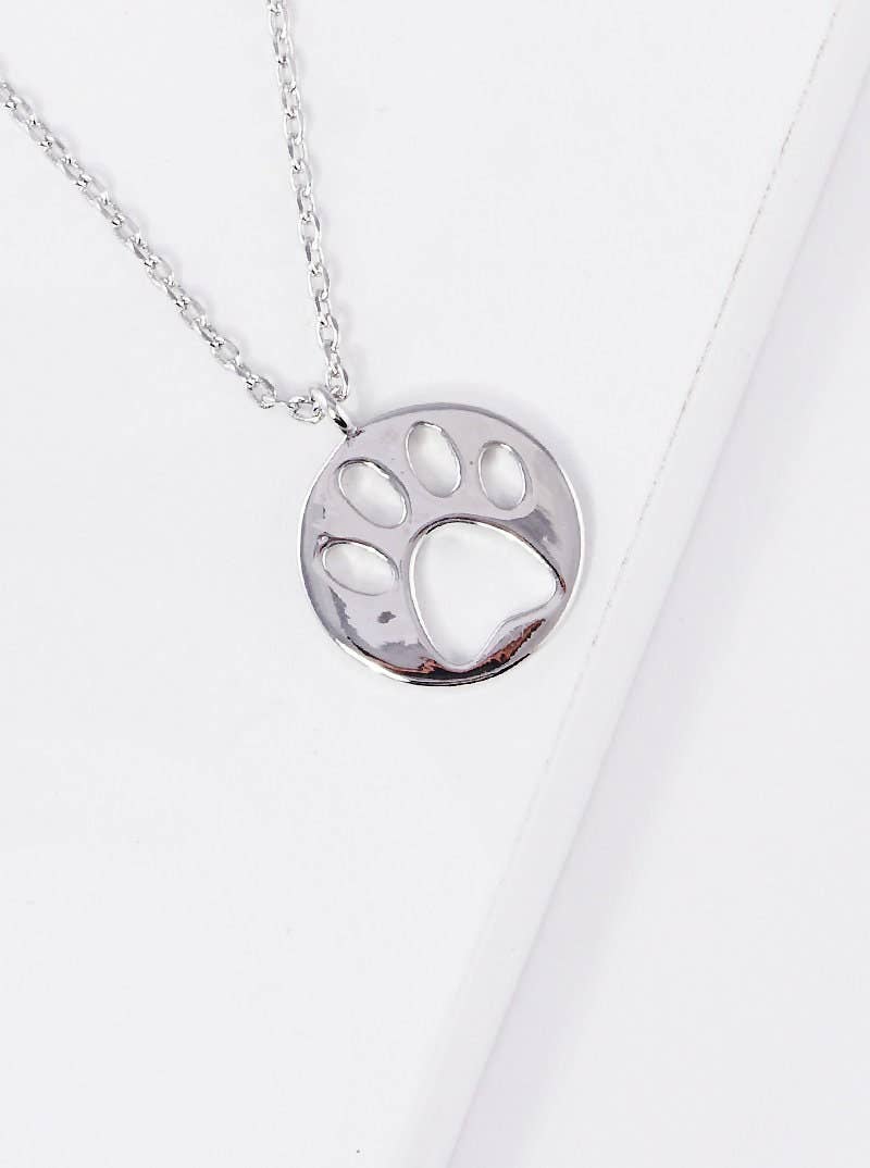 Gold Paw Print Cut Out Necklace