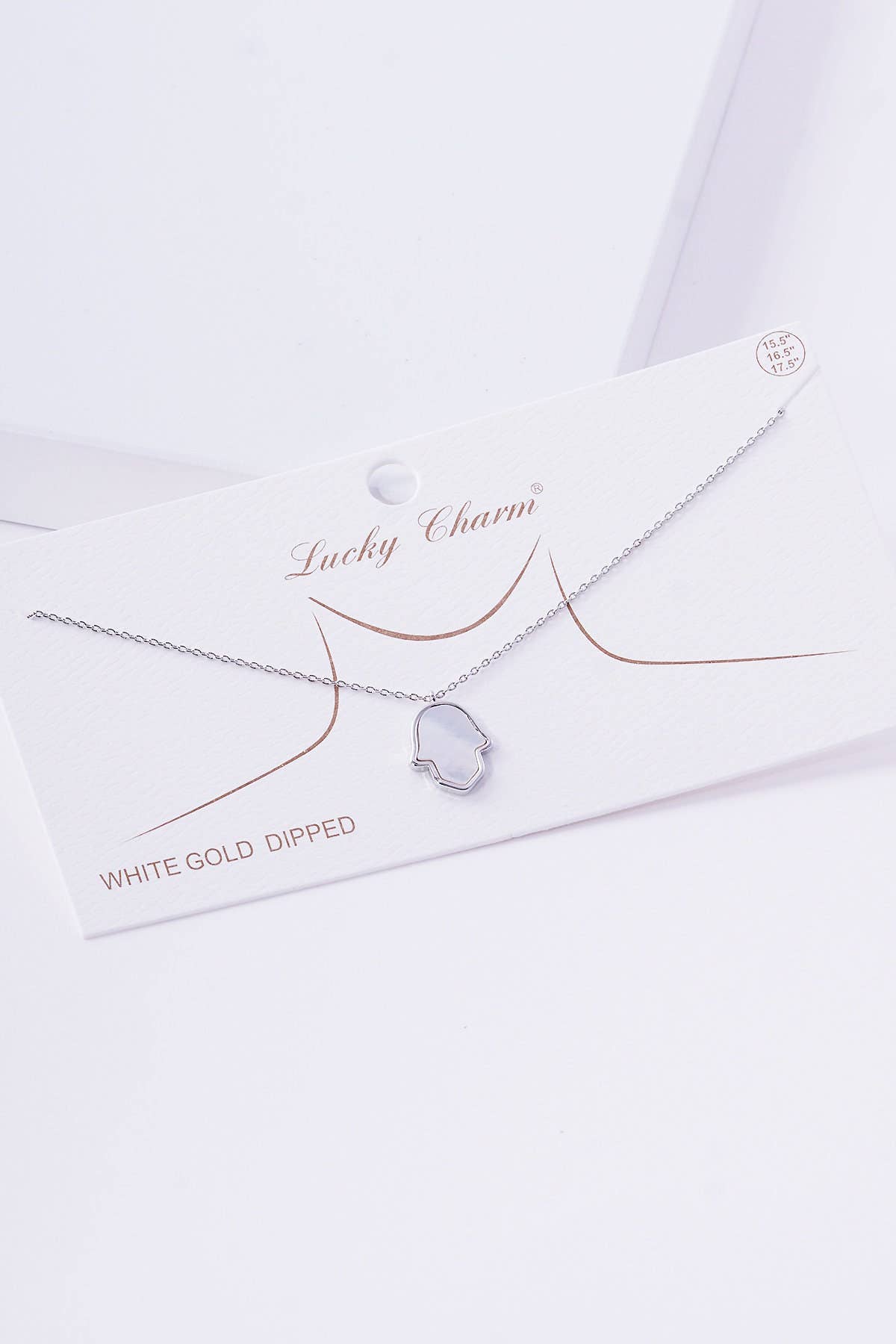 White Shelled Hand of Fatima Necklace