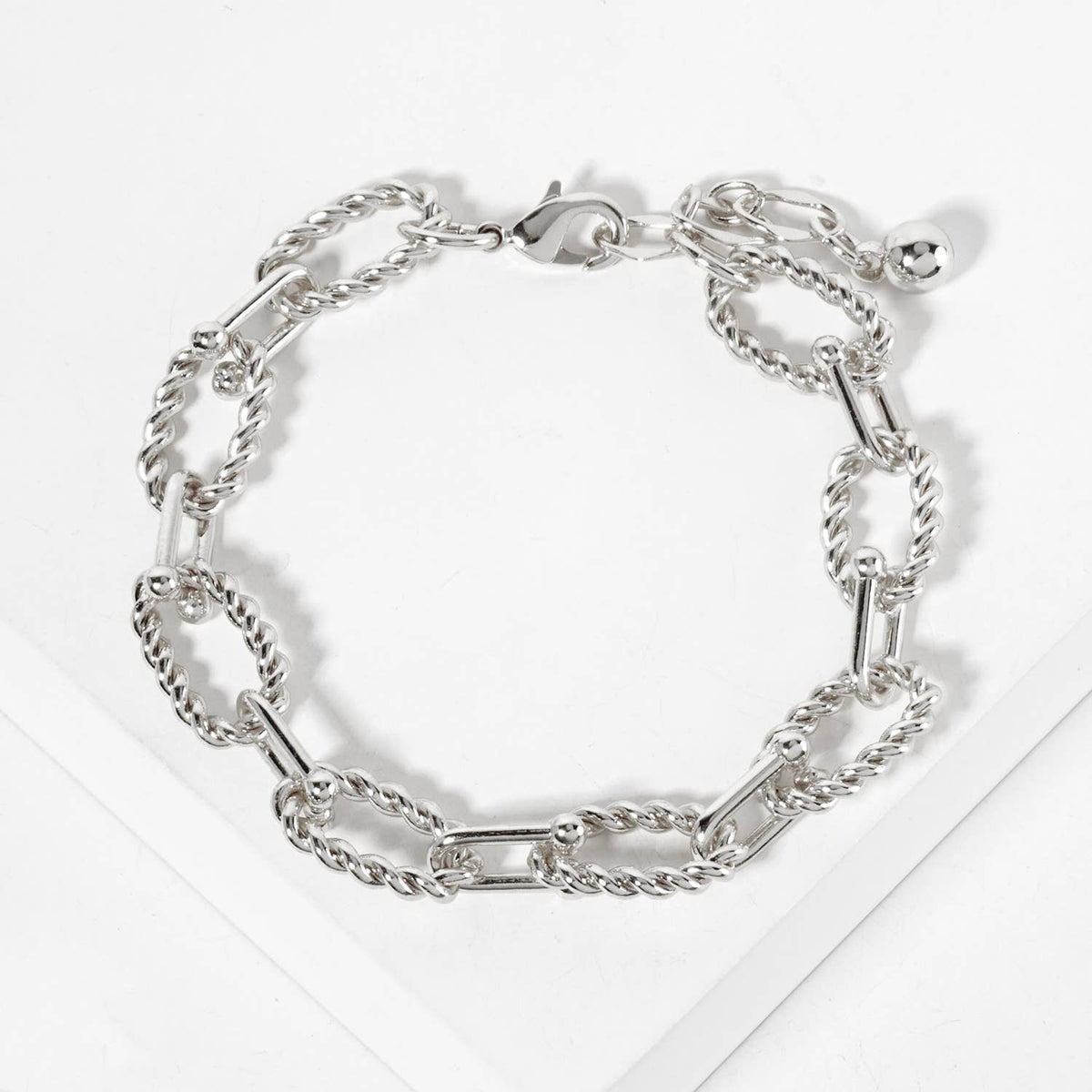 Twisted Link & Bar Chain Bracelet