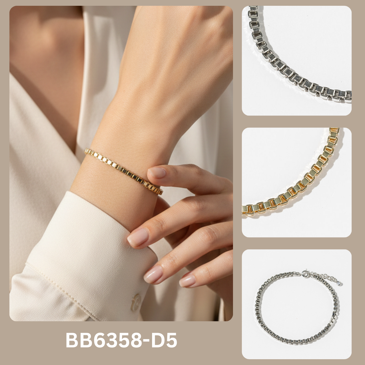 Minimalist Venetian Box Chain Bracelet