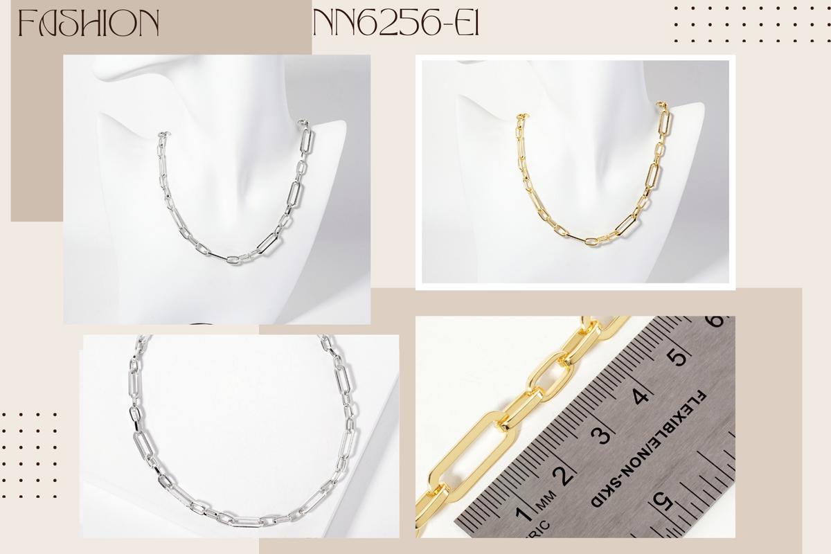 18K-Gold-Dipped 19-10mm Paperclip Chain Necklace
