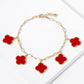 Mother of Pearl Clover Charm Paperclip Link Bracelet