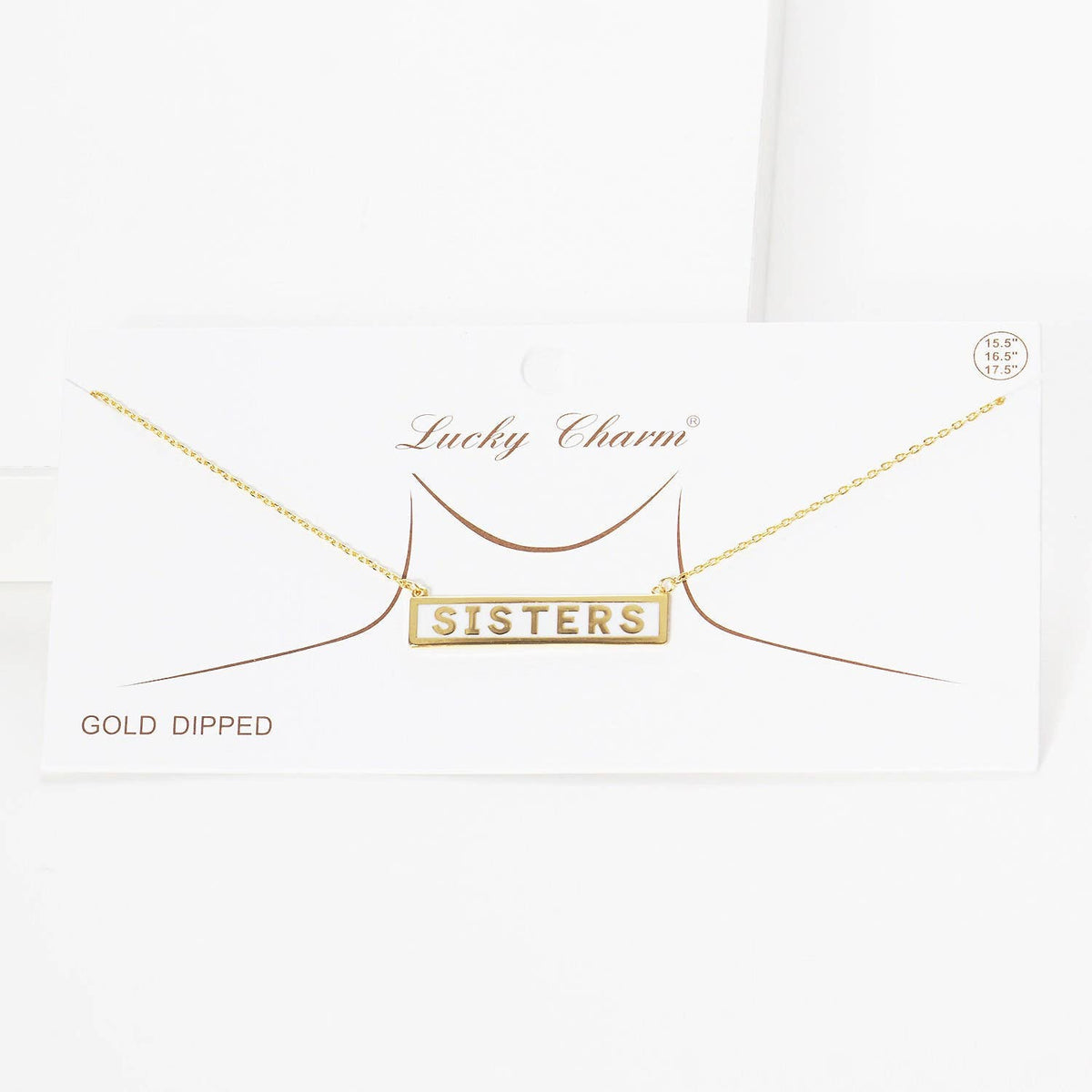 Gold Plated Mini Bar SISTERS Necklace