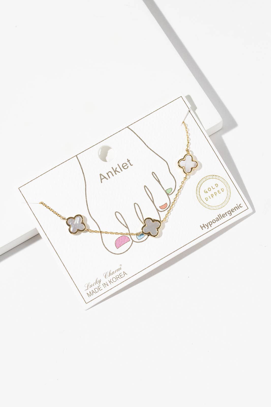 Lucky Charm Four-Leaf Clover Station Anklet - Multiple Color