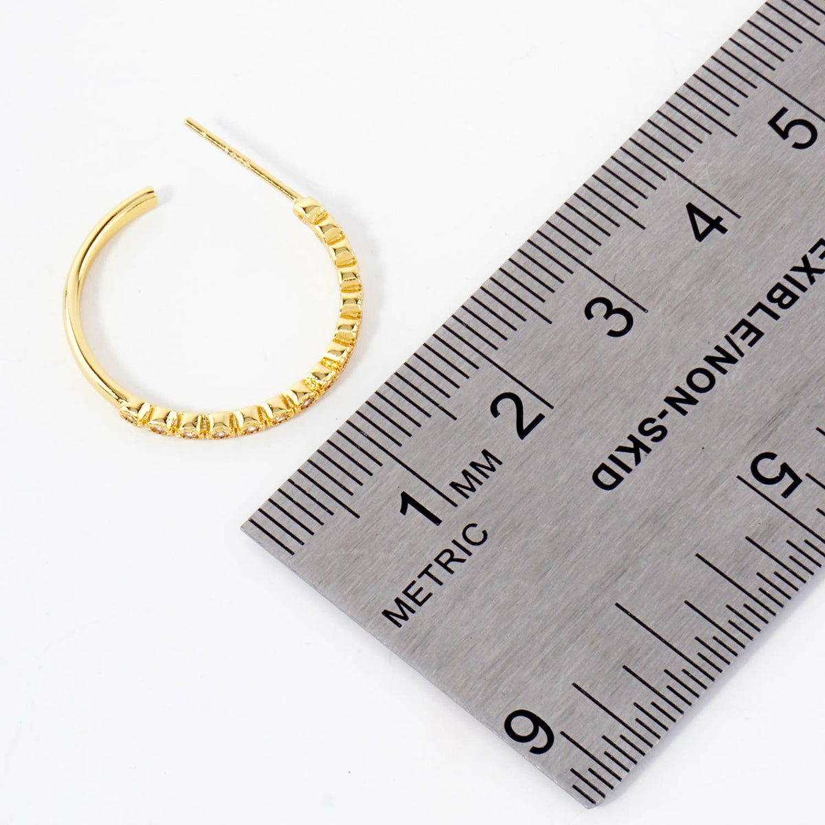 20mm Hoop Earrings with Half CZ Stone Accents Earring
