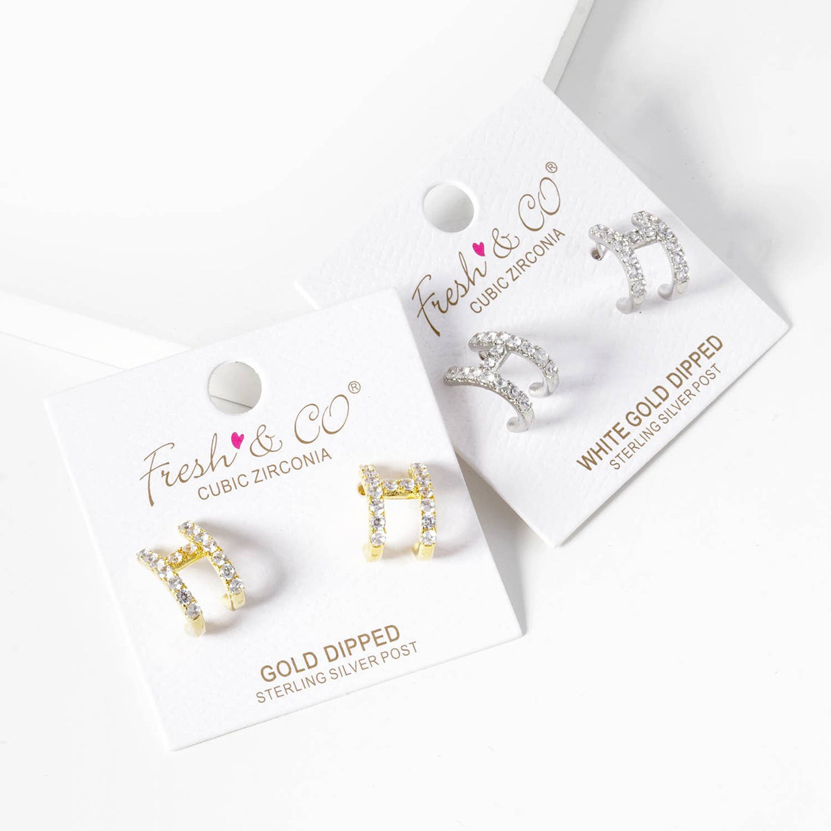 Dainty Pave Cubic Zirconia Initial "H" Huggie Hoop Earrings