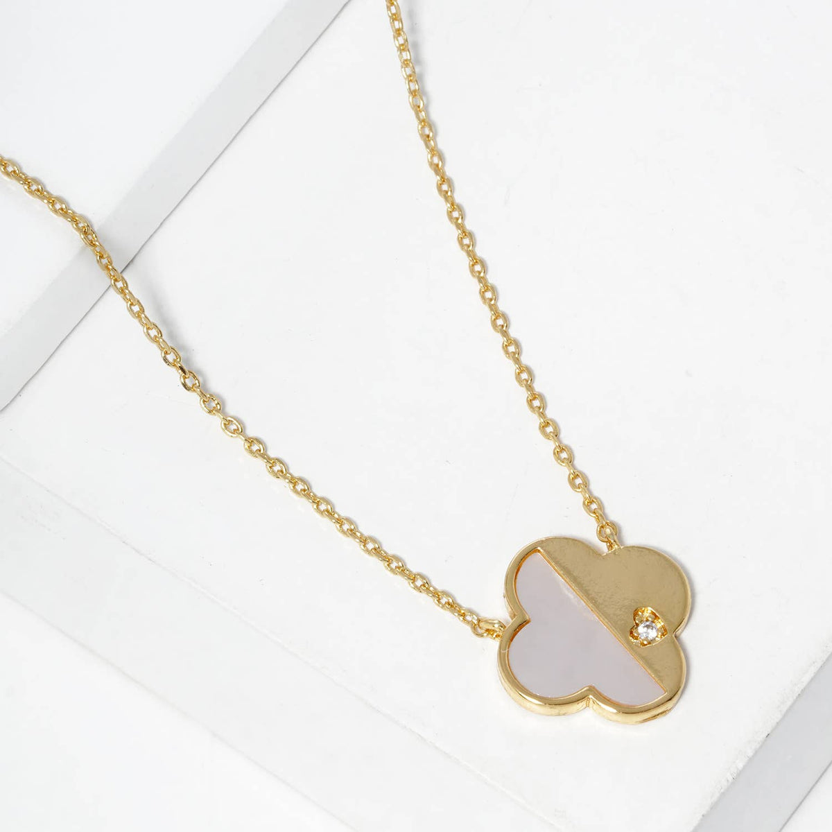Mixed Media Clover Pendant Necklace