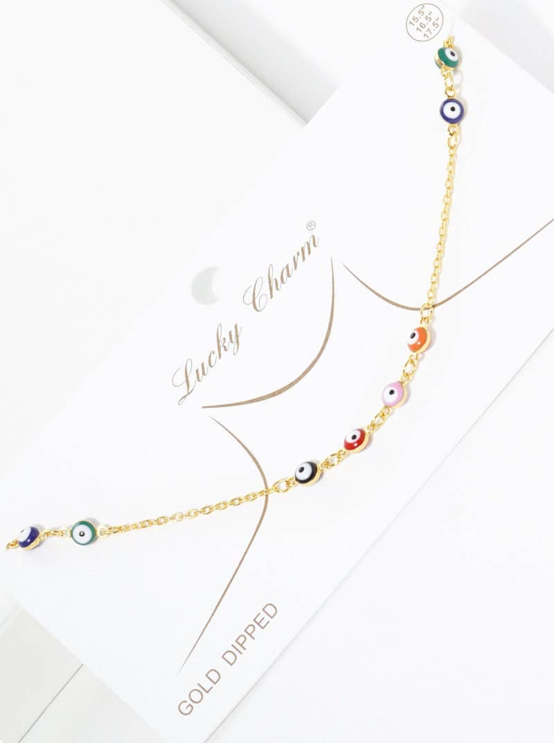 Gold Evil Eye Multicolor Necklace
