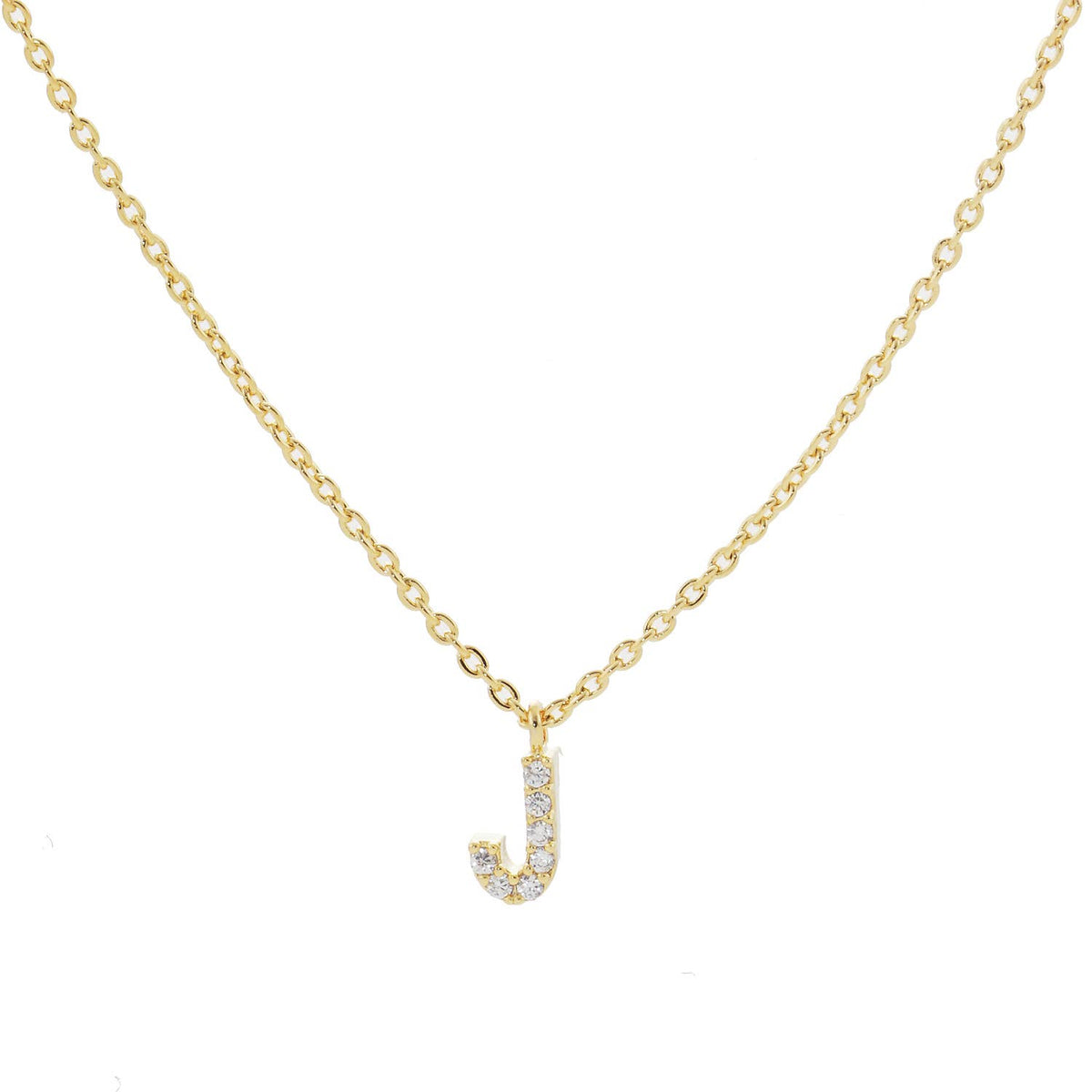18K Gold Dipped Micro CZ Pave Initial Pendant Necklace