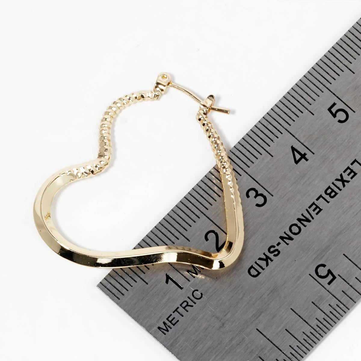 Textured Open Heart Hoop Earrings