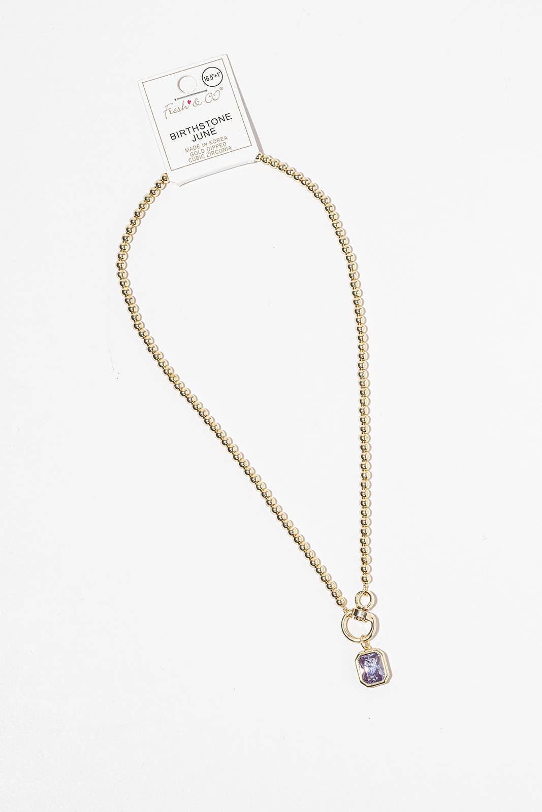 Birthstone Pendant Necklace – Gold-Dipped Ball Chain