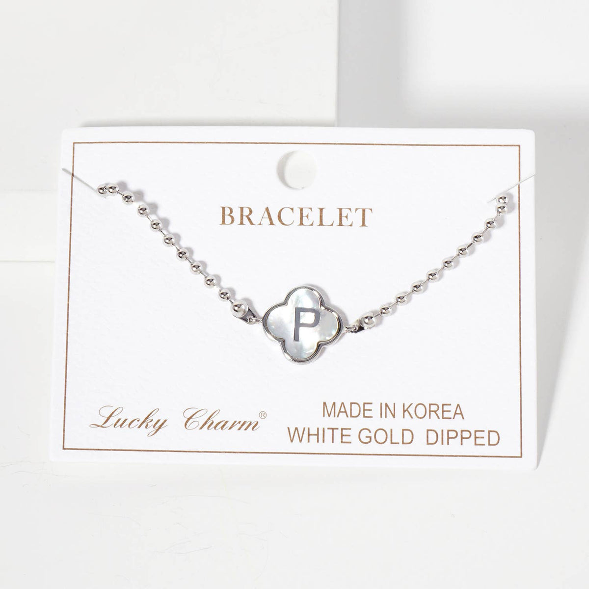 Dainty Gold Dipped Initial Clover Bracelet