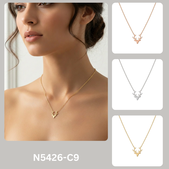 Minimalist Stag Antler Pendant Necklace