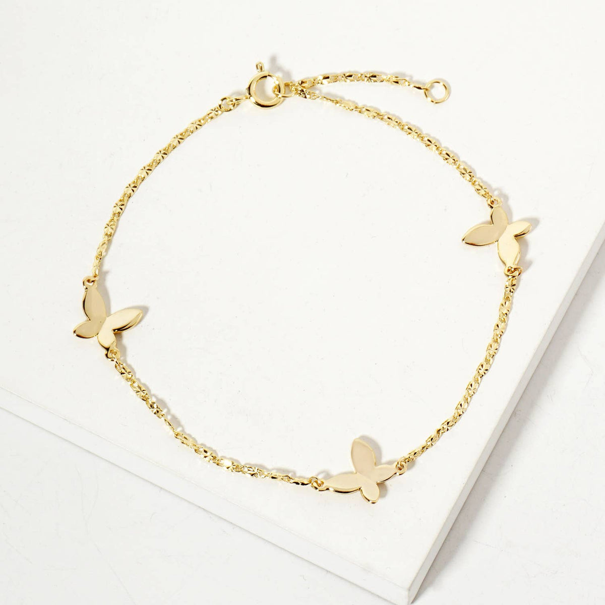 Three Butterfly 18K-Gold-Dipped Polished Brass Bracelet