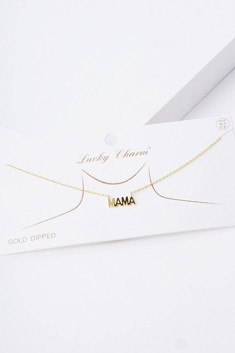 Gold Block Letter Mama Necklace
