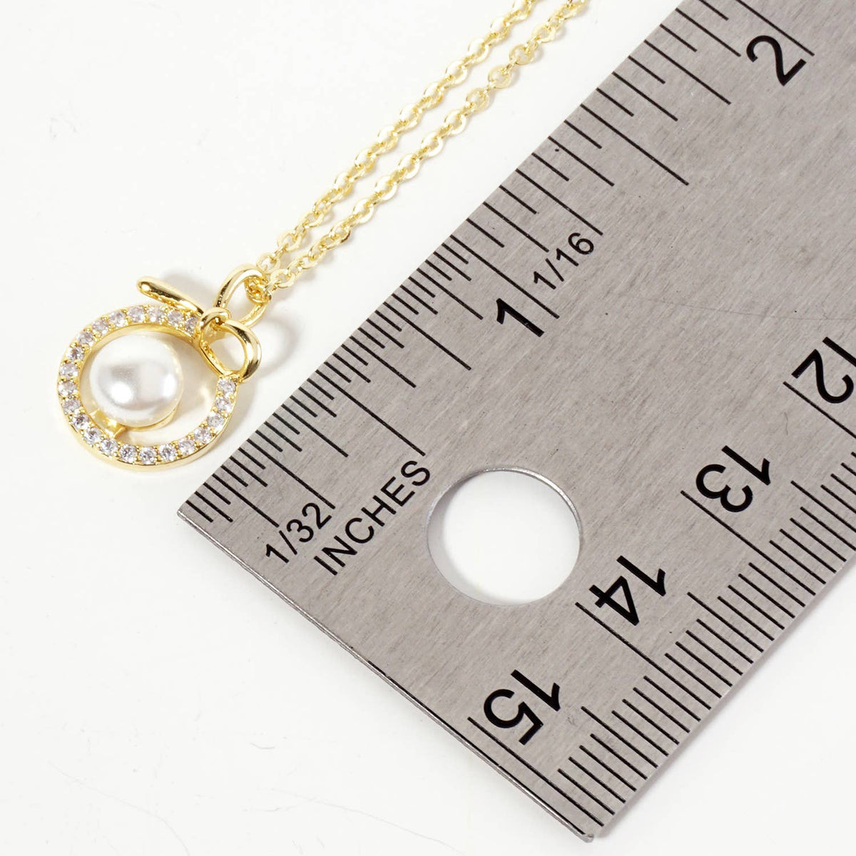 Center Pearl Point Pave-Set Circle Bow Pendant Necklace