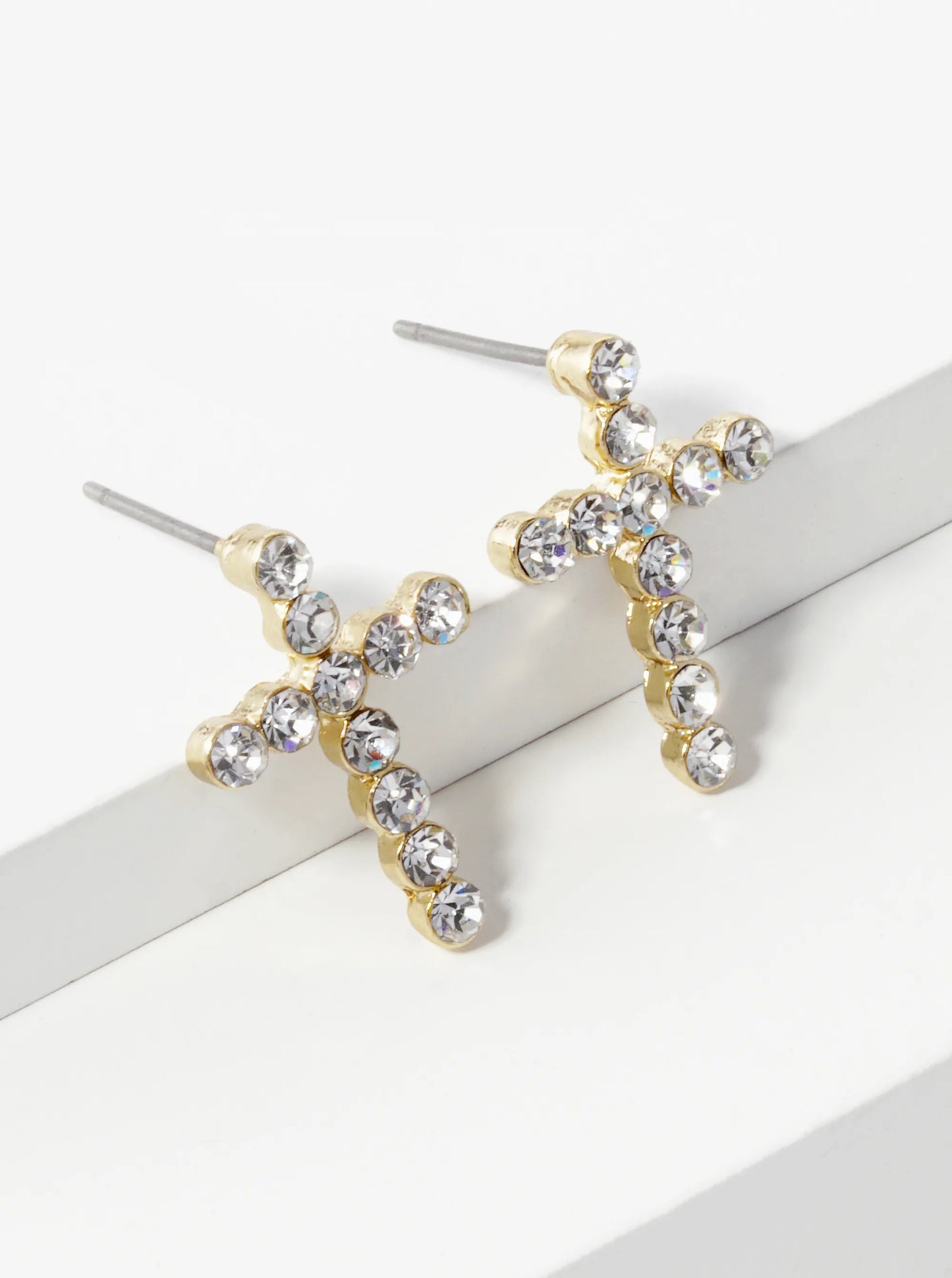 20mm Rhinestone Cross Stud Earrings