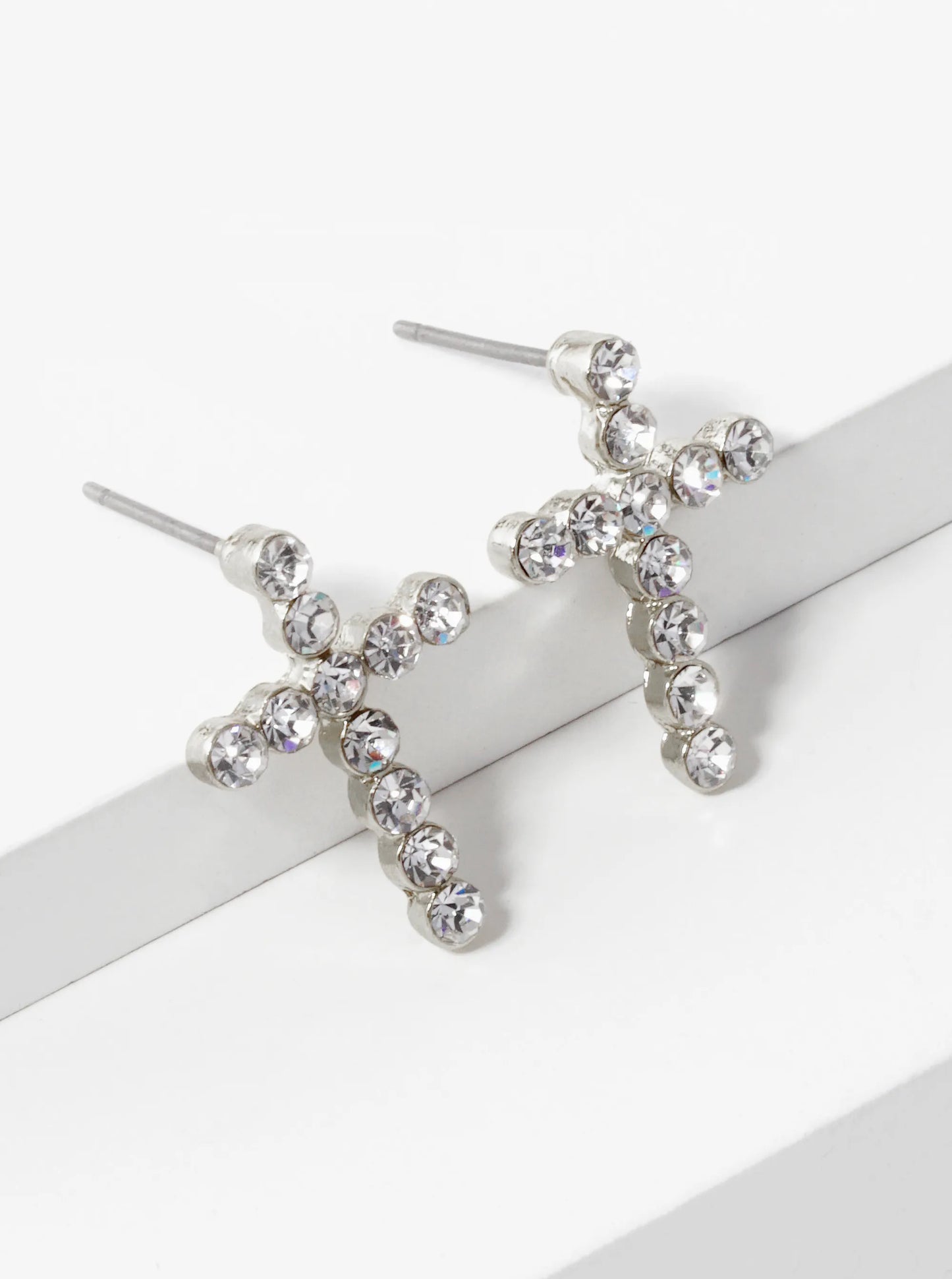 20mm Rhinestone Cross Stud Earrings
