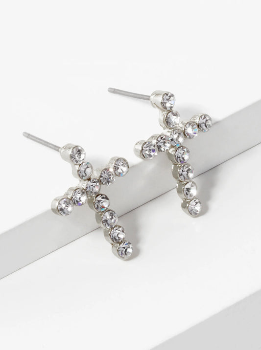 20mm Rhinestone Cross Stud Earrings