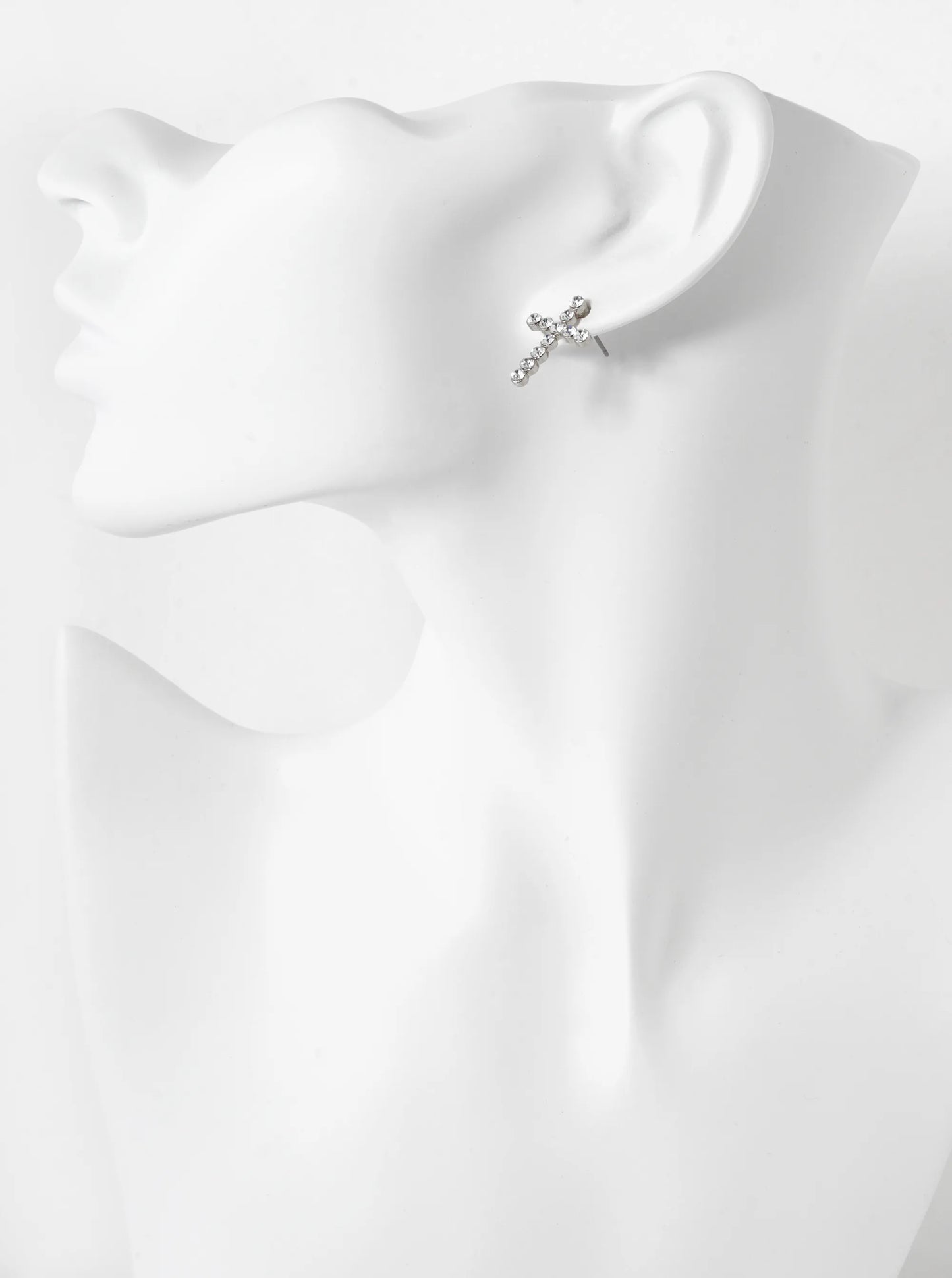 20mm Rhinestone Cross Stud Earrings