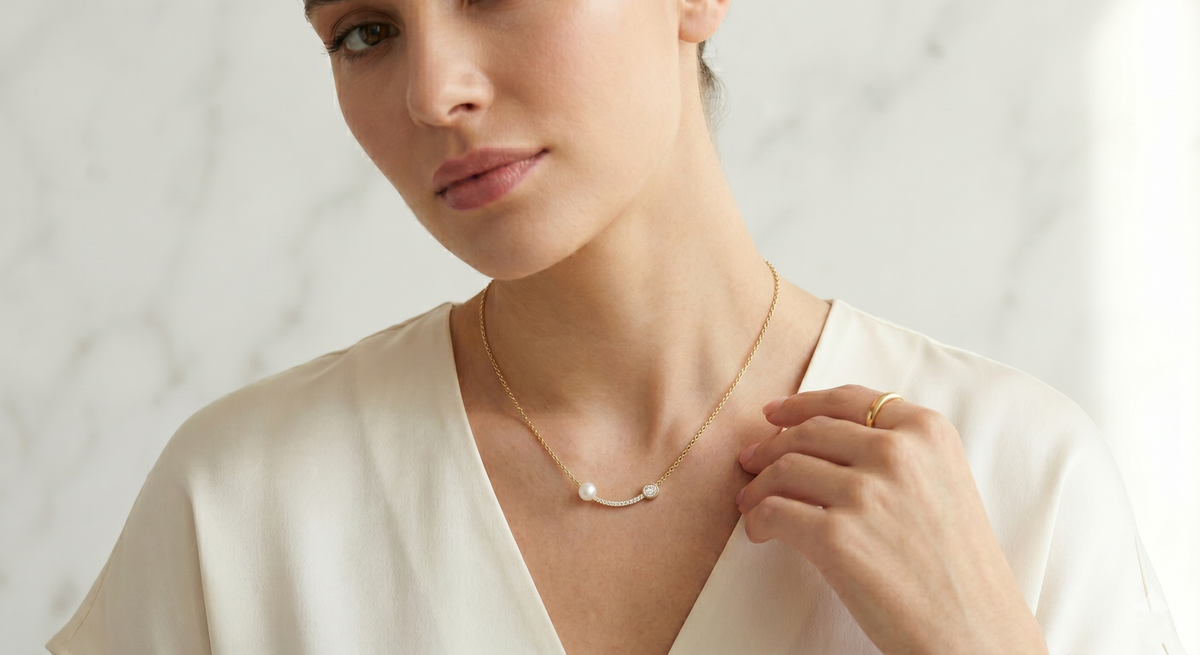Bridesmaid CZ Hexagon Pendant Necklace