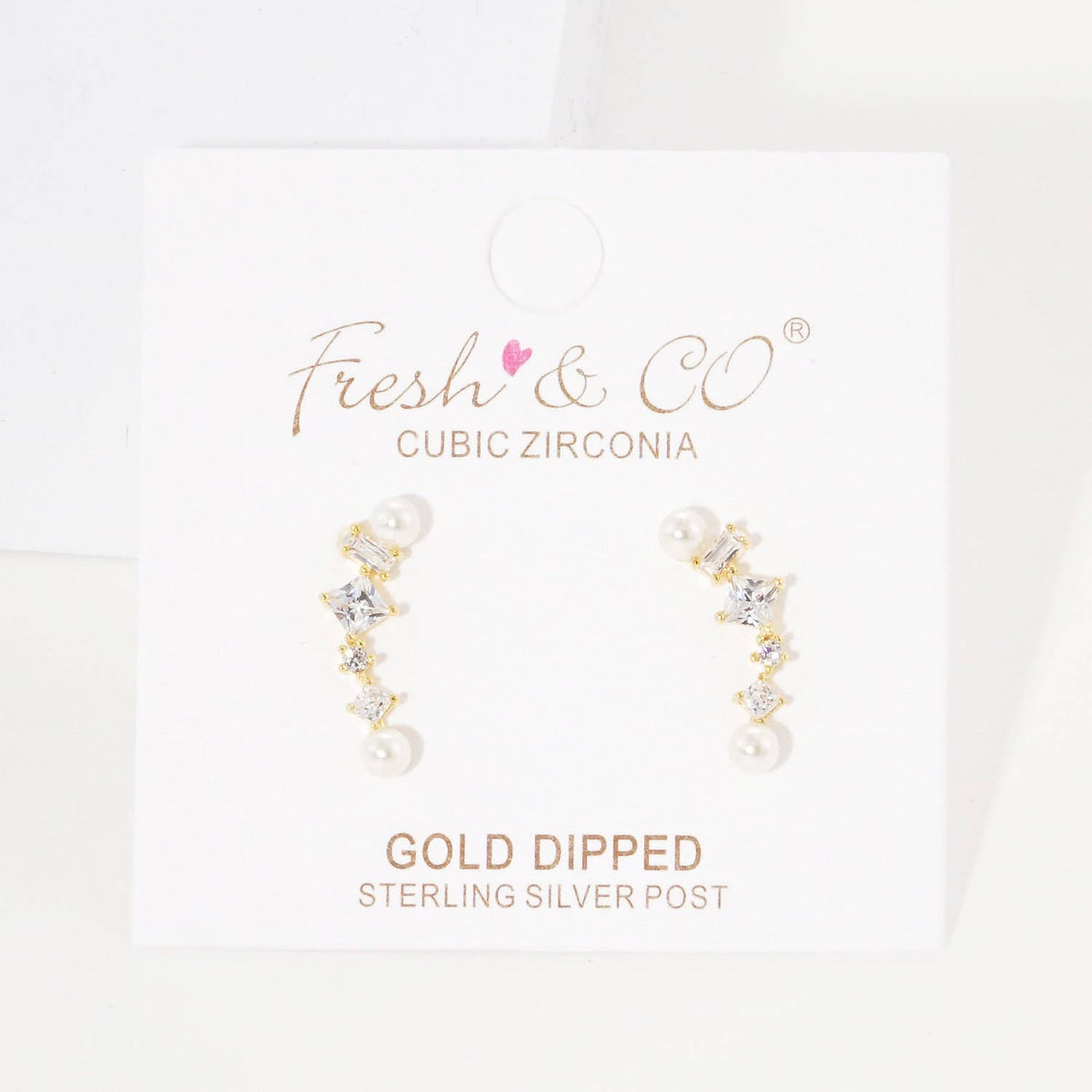 Gold Plated Freshwater Pearl Ear Climber Earrings